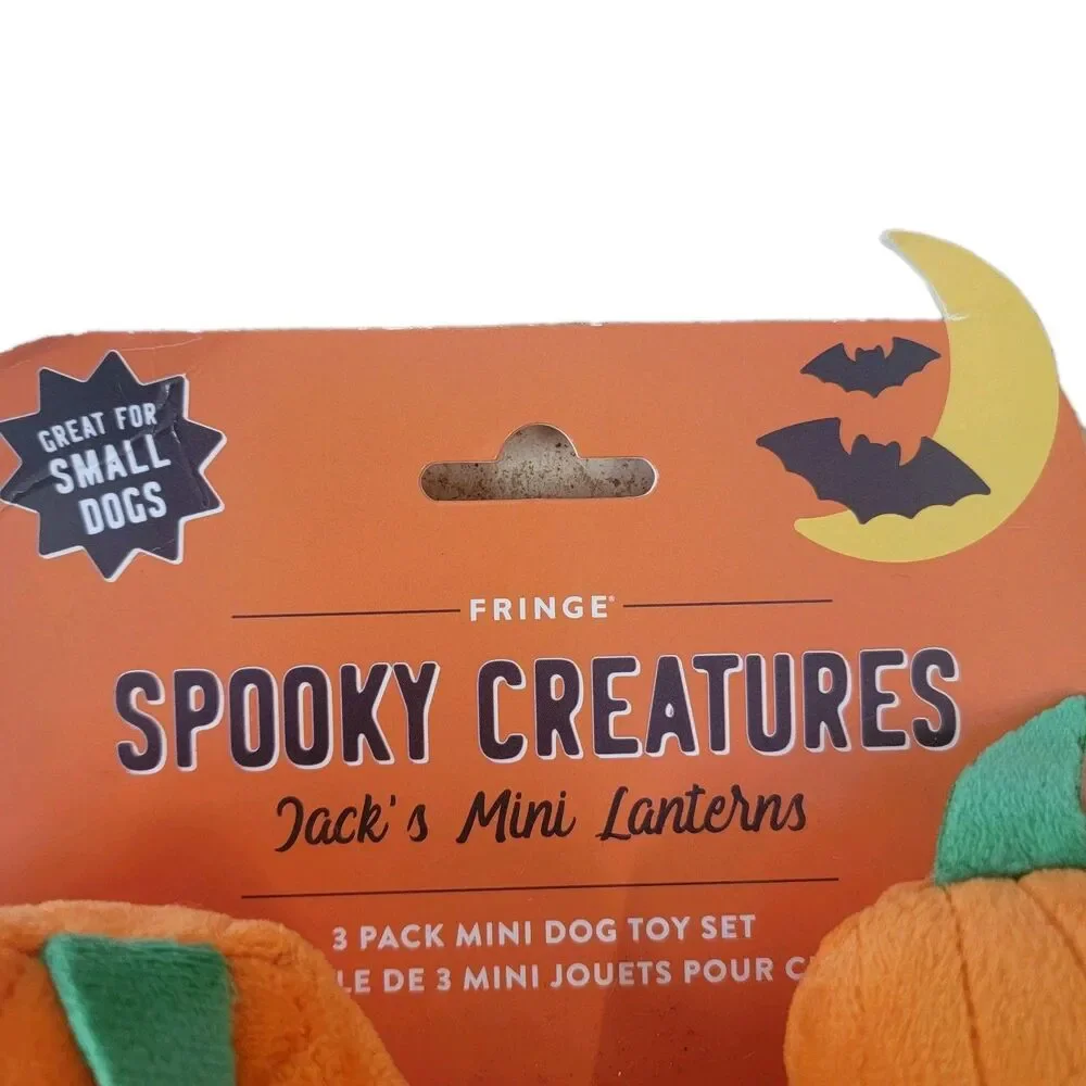 Fringe Studio Halloween Squeaky Dog Toy Set Jack’s Mini Lanterns 3‑Pack NWT
